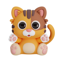 Cute Sitting Cat Isolated. Animals Cartoon Style Icon Concept. 3D Render Illustration png
