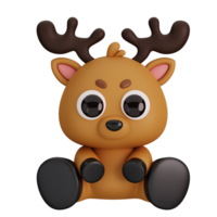 Cute Sitting Deer Isolated. Animals Cartoon Style Icon Concept. 3D Render Illustration png