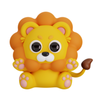 Cute Sitting Lion Isolated. Animals Cartoon Style Icon Concept. 3D Render Illustration png