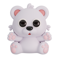 fofa sentado polar Urso isolado. animais desenho animado estilo ícone conceito. 3d render ilustração png