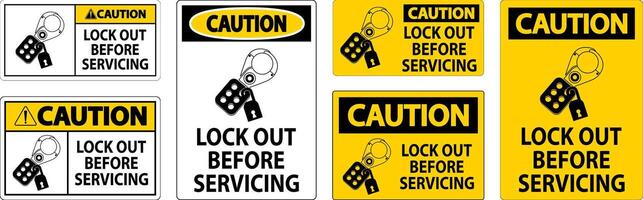 Caution Sign, Lock Out Before Servicing vector