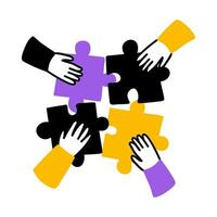 Cartoon Color Teamwork Concept. Vector