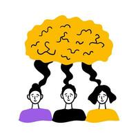 Cartoon Color Teamwork Concept with Characters People. Vector