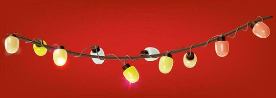 3d Christmas Decorative Shining Garland Cartoon Style. Vector