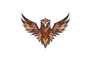 Geometric minimalist logo of eagle on transparent background, created with generative AI png