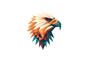 Geometric minimalist logo of eagle on transparent background, created with generative AI png