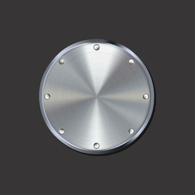 Realistic Detailed 3d Shiny Metal Banner Shaped as Round. Vector