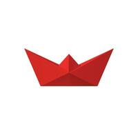 Realistic Detailed 3d Red Folded Paper Boat. Vector