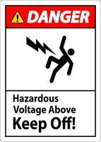 Danger Sign - Hazardous Voltage Above Keep Off vector