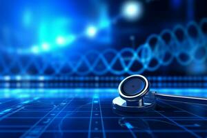 Blue medical backdrop featuring ample space for informative text AI Generated photo