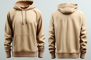 Clean beige hoodie mockup Long sleeves, clipping path included AI Generated photo