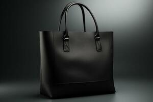 Design mockup, black eco tote bag on hanger, handmade shopping bags AI Generated photo