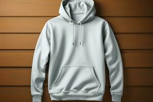 Realistic 3D rendering, blank men's hoodie template in white AI Generated photo