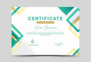 green and gold geometric effect achievement certificate template Vector blank design template