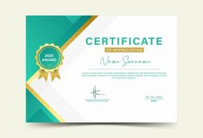 green and gold geometric effect achievement certificate template Vector blank design template