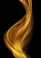 Golden smooth abstract waves on black background vector