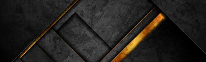 Luxury golden and black grunge geometric background vector