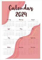 Beautiful 2024 calendar design template vector