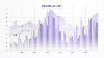 Stock market trading chart on a white paper background. Business growth data, yield curves, bond data, and upward-sloping graph. Economy illustration concepts vector