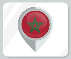 Morocco Glossy Pin Location Flag Icon vector