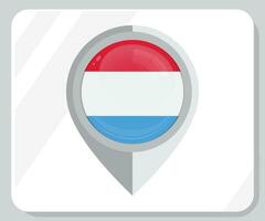 Luxembourg Glossy Pin Location Flag Icon vector