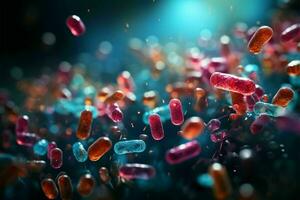 Human microbiota includes Lactobacillus bacteria, lactic acid producer AI Generated photo