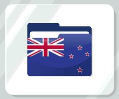 nuevo Zelanda lustroso carpeta bandera icono vector