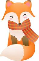 cute orange fox in autumn vector