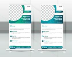 Medical Roll-up Banner Design Or Healthcare and Dl Flyer Design Template. vector