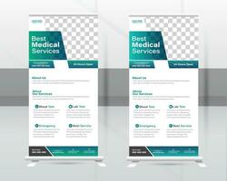 Medical Roll-up Banner Design Or Healthcare and Dl Flyer Design Template. vector