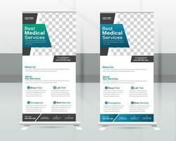 Medical Roll-up Banner Design Or Healthcare and Dl Flyer Design Template. vector