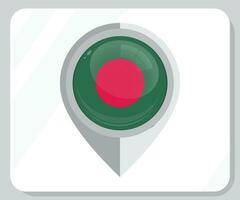 Bangladesh Glossy Pin Location Flag Icon vector