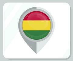 Bolivia Glossy Pin Location Flag Icon vector