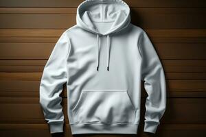 3D rendered Blank white hoodie template. Hoodie sweatshirt long sleeve with clipping path, hoody for design mockup AI Generated photo