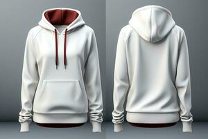 Sleek 3D hoodie template, white Clipping path for easy design AI Generated photo