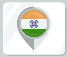 India Glossy Pin Location Flag Icon vector