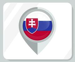 Eslovaquia lustroso alfiler ubicación bandera icono vector