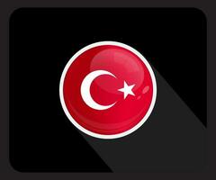 Turkey Glossy Circle Flag Icon vector