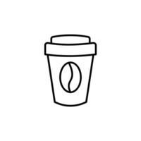 Coffee in Disposable Cup Vector Symbol for Stores and Shops. Suitable for books, stores, shops. Editable stroke in minimalistic outline style. Symbol for design