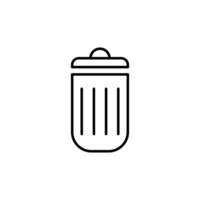 Garbage Can Vector Sign. Perfect for web sites, books, stores, shops. Editable stroke in minimalistic outline style