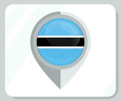 Botswana Glossy Pin Location Flag Icon vector