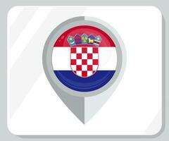 Croacia lustroso alfiler ubicación bandera icono vector