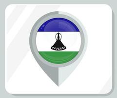 Lesotho Glossy Pin Location Flag Icon vector