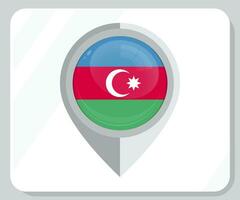 Azerbaijan Glossy Pin Location Flag Icon vector