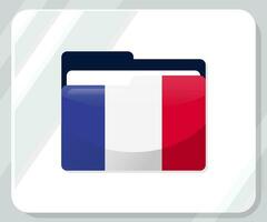 Francia lustroso carpeta bandera icono vector