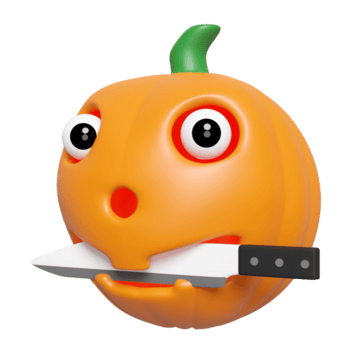 3d Halloween Tag Konzept mit Kürbis Kopf halten ein Messer isoliert. Urlaub Party, 3d machen Illustration png