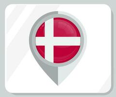 Denmark Glossy Pin Location Flag Icon vector