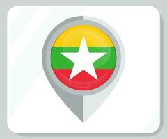 myanmar lustroso alfiler ubicación bandera icono vector