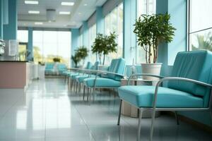 Clinic interior background, defocused, creating an abstract and calming atmosphere AI Generated photo
