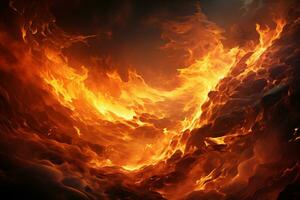 Blaze expanding, Illustration of spreading flame, fiery heat, flame backdrop AI Generated photo